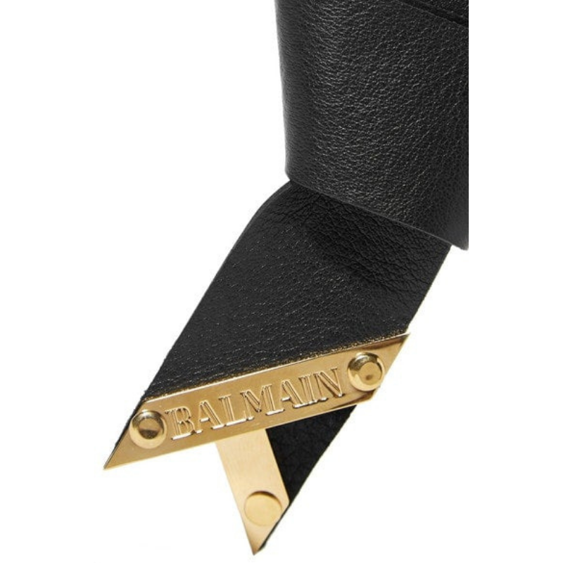 Металлизированная кожаная повязка - Genuine Leather Headband Black Balmain Paris Hair Couture balmainhair-ukraine