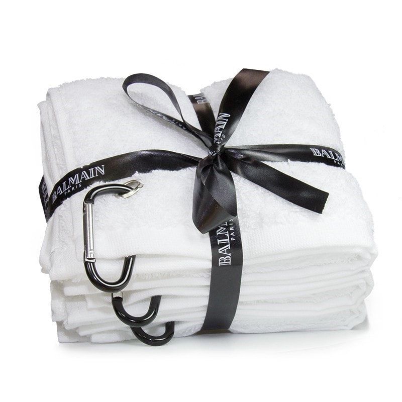 Набор из 3-х белых полотенец с карабином - White Towel Balmain Paris Hair Couture balmainhair-ukraine